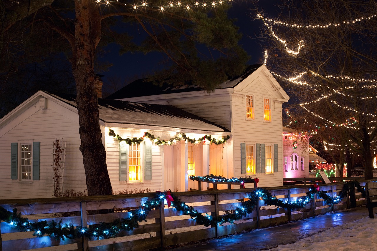 this image shows fence line christmas light installation in Folsom, CA