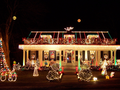 this image shows Christmas lights installation in Folsom, CA