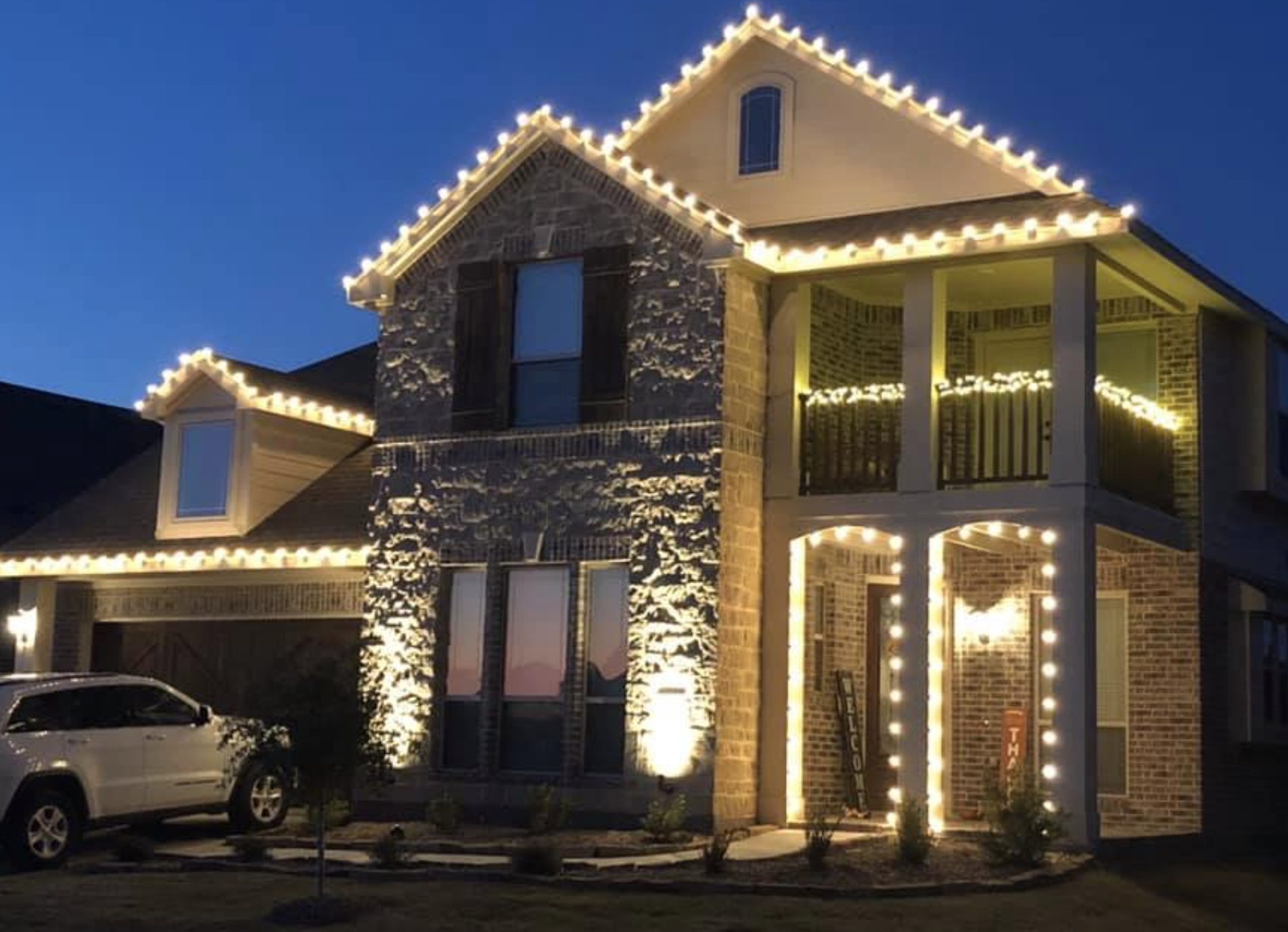 this image shows Christmas lights installation in Folsom, CA