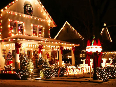 this image shows Christmas lights installation in Folsom, CA